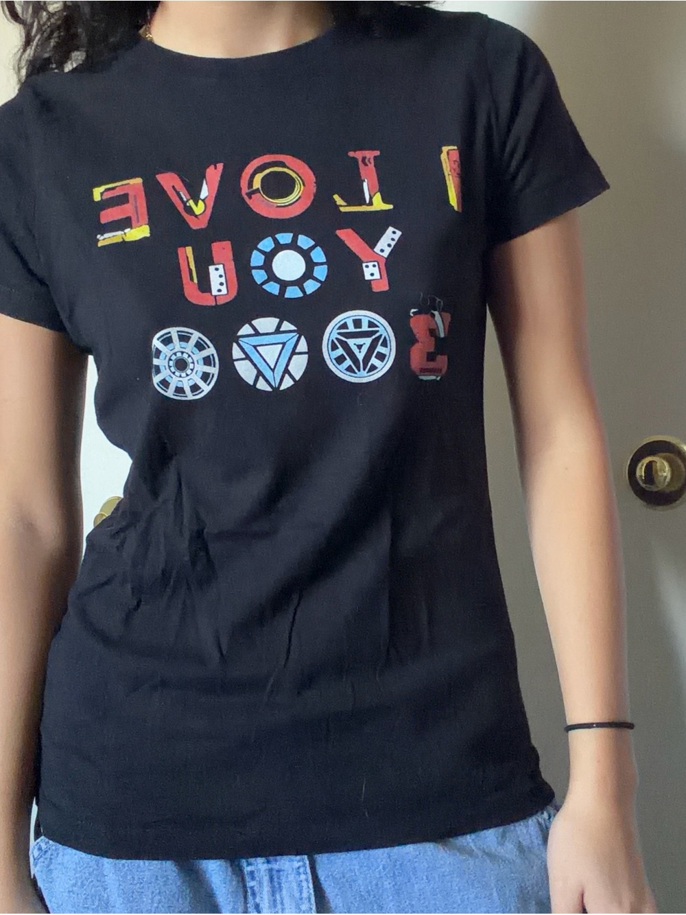 Next Level Apparel Black Short Sleeve Graphic Tee with Multicolor Tech Motifs